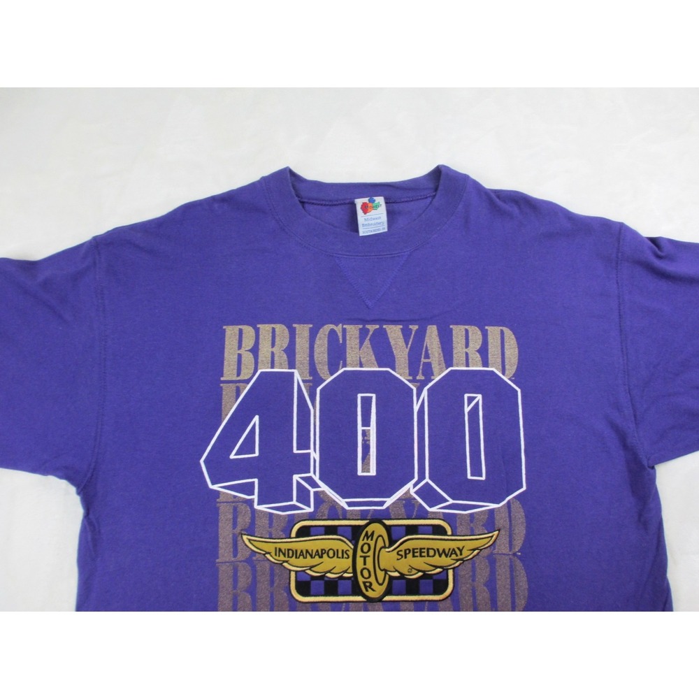 VINTAGE Brickyard 400 Shirt Mens Extra Large Purple Indianapolis Motor Speedway - Picture 3 of 14